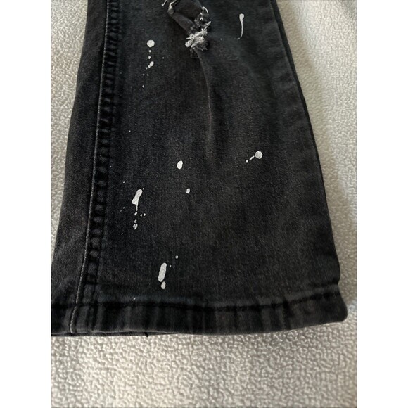 M Society Distressed Ribbed Ripped Paint Skinny Jeans Men's Size 38x32 Black - Picture 16 of 16